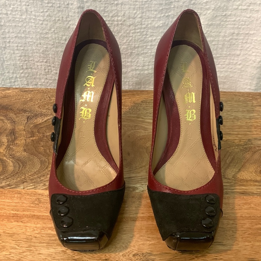 LAMB Burgundy and Black pumps